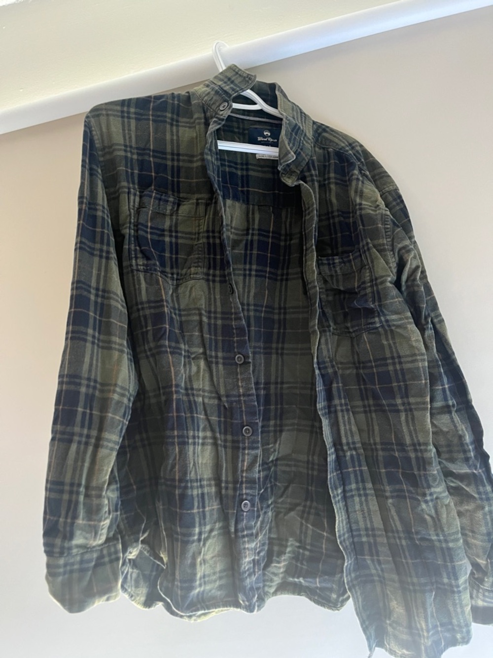 Men's Olive Green Plaid Button-Up Flannel Jacket